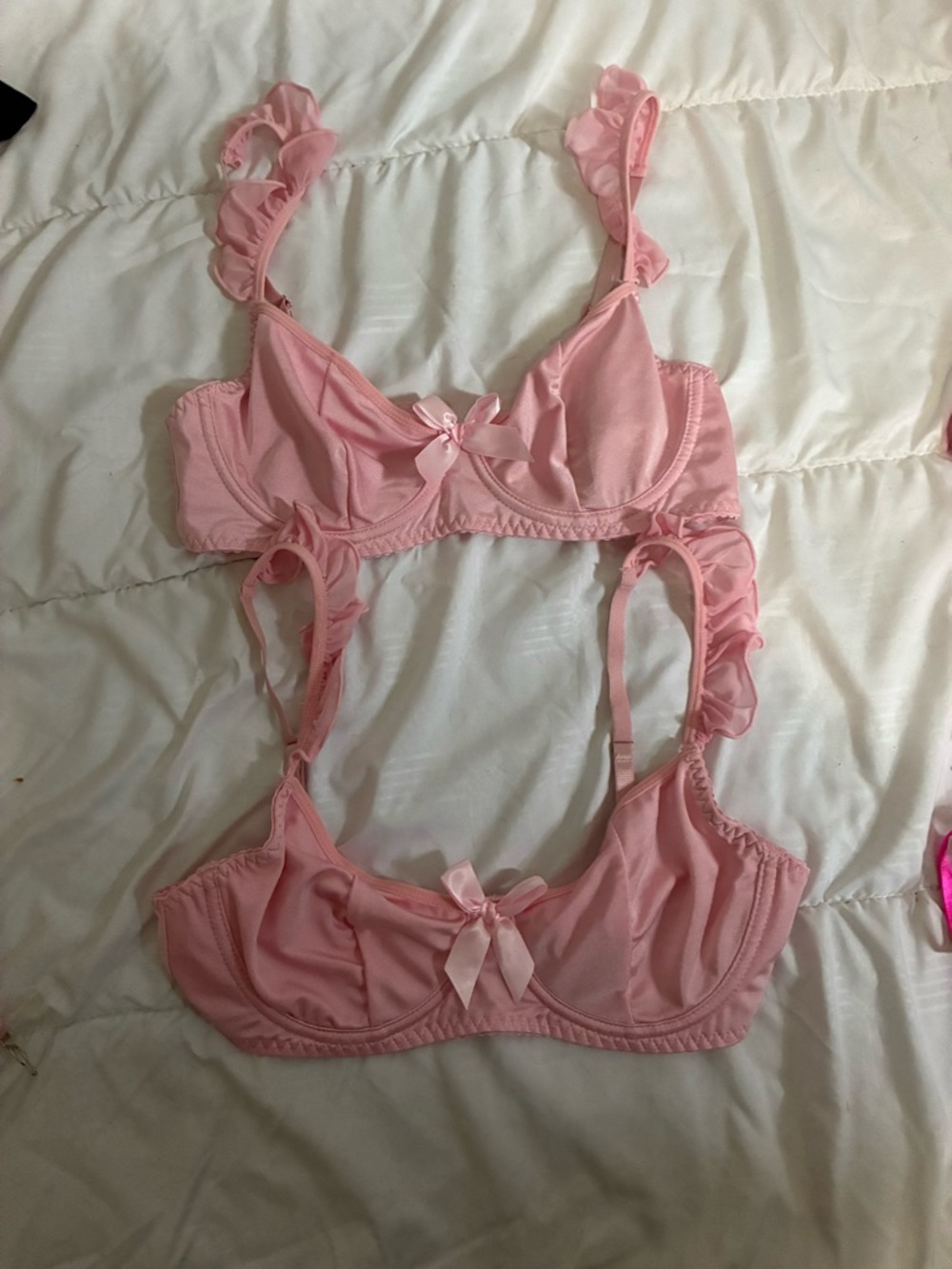 2 pink Ruffle Underwire Bra with Bow Detail - Women Intimates & Sleepwear